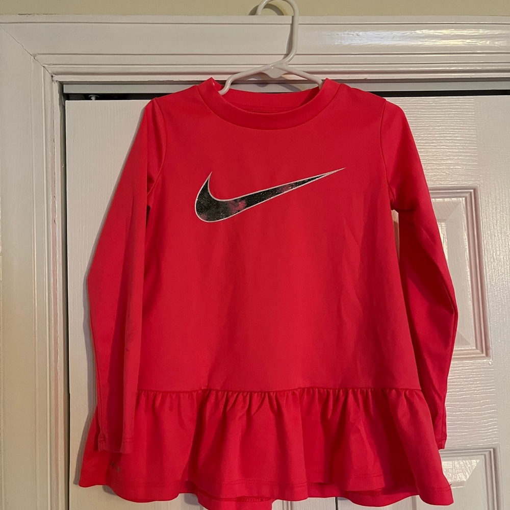 Nike Kids Bright Red Long Sleeve Peplum Top